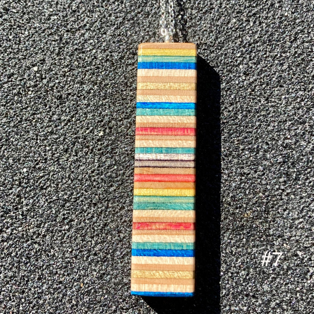 Upcycled Wood Skateboard Column Necklaces