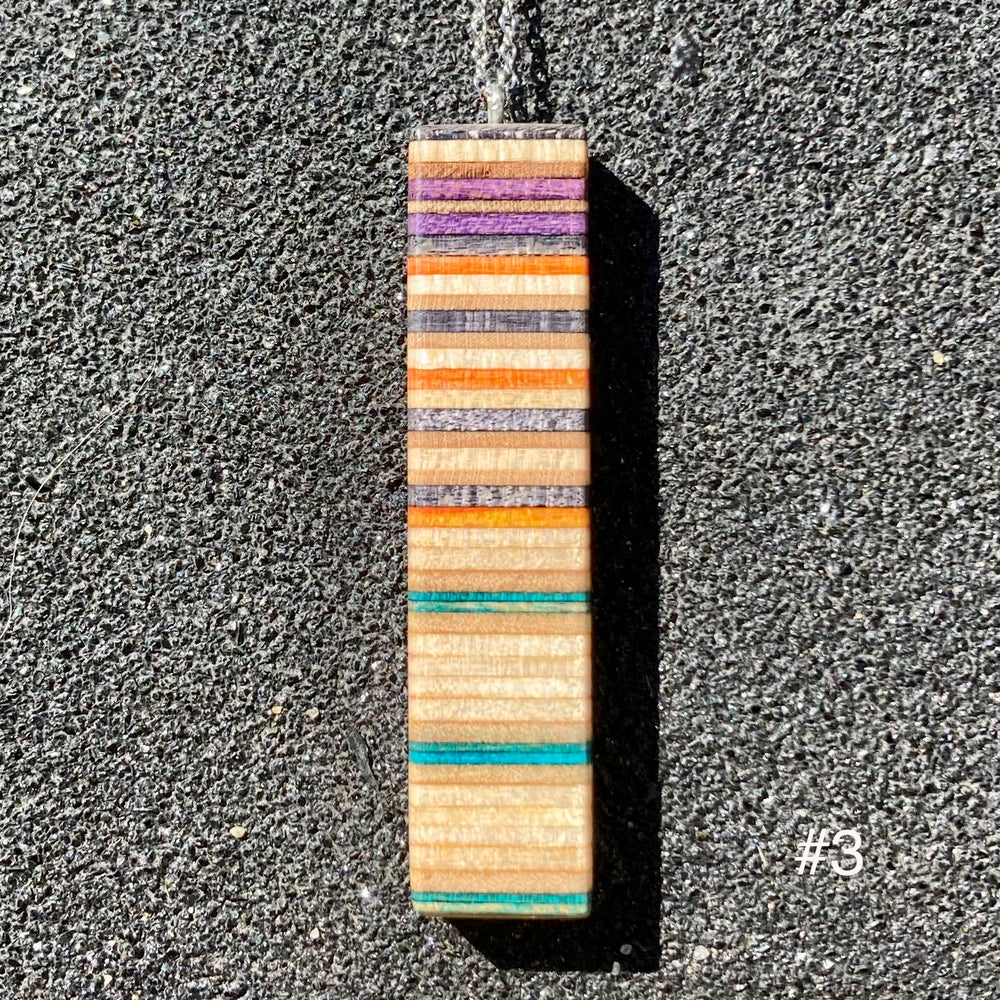 Upcycled Wood Skateboard Column Necklaces