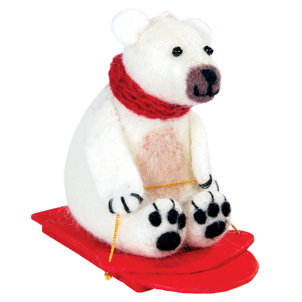 Fair Trade Sledding Polar Bear Ornament
