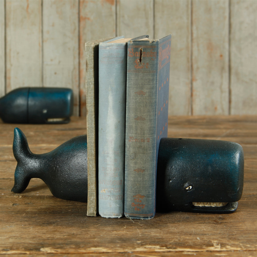 Recycled Cast Iron Whale Bookends