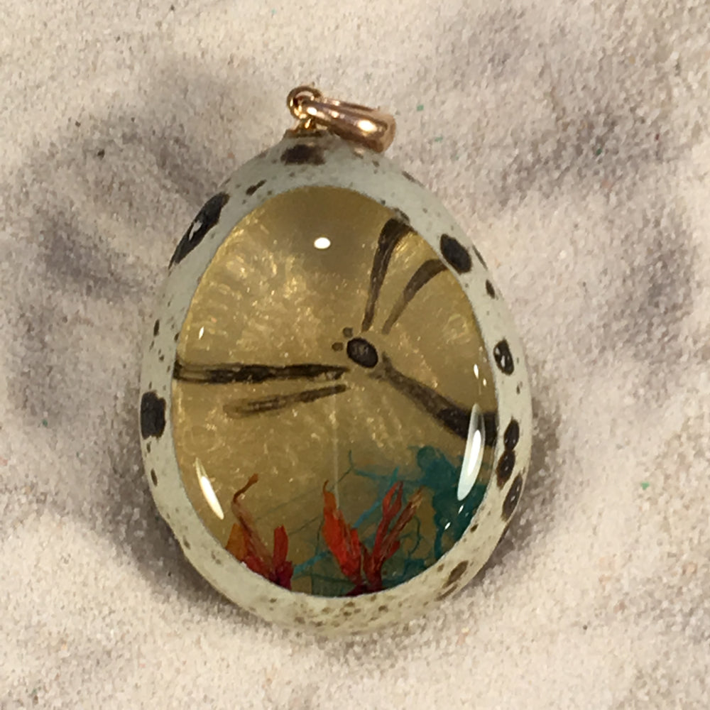 Dragonfly with Koi Fish Quail Egg Ornament