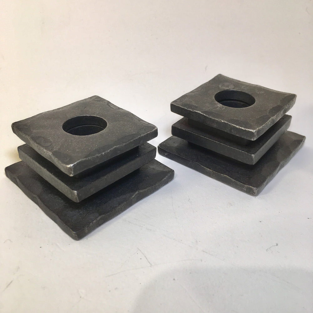 Stacked Wrought Iron Candle Holder Pair