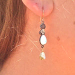 Waterfall Teardrop Moonstone and Labradorite Earrings