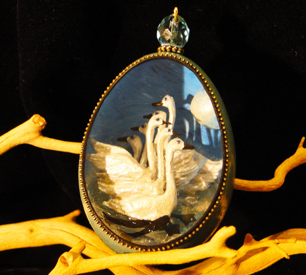 Seven Swans a Swimming Duck Egg Ornament