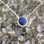 Faceted Lapis Disk Sterling Silver Pendant Necklace