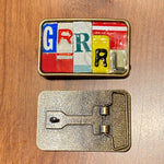 Grrrl Upcycled License Plate Belt Buckle