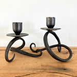 Wrought Iron Curvy Taper Holder Pair
