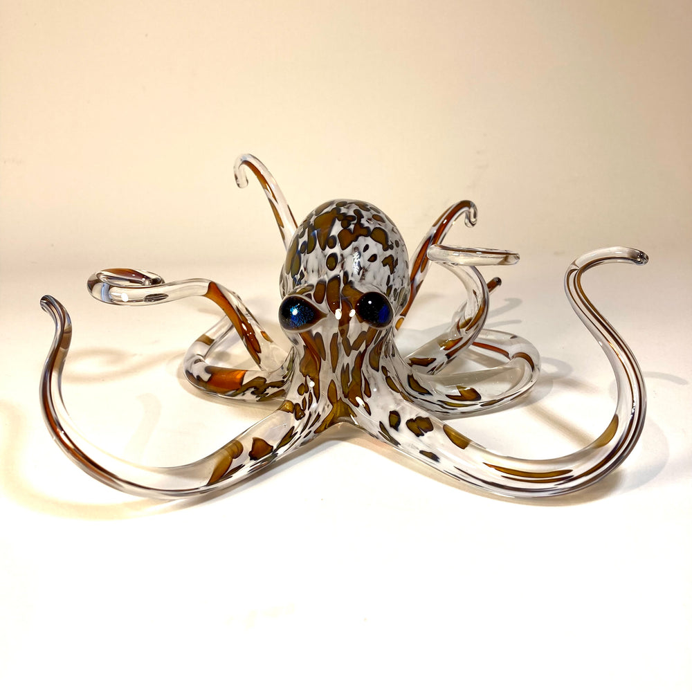 Opaline Spotted Blown Glass Octopus