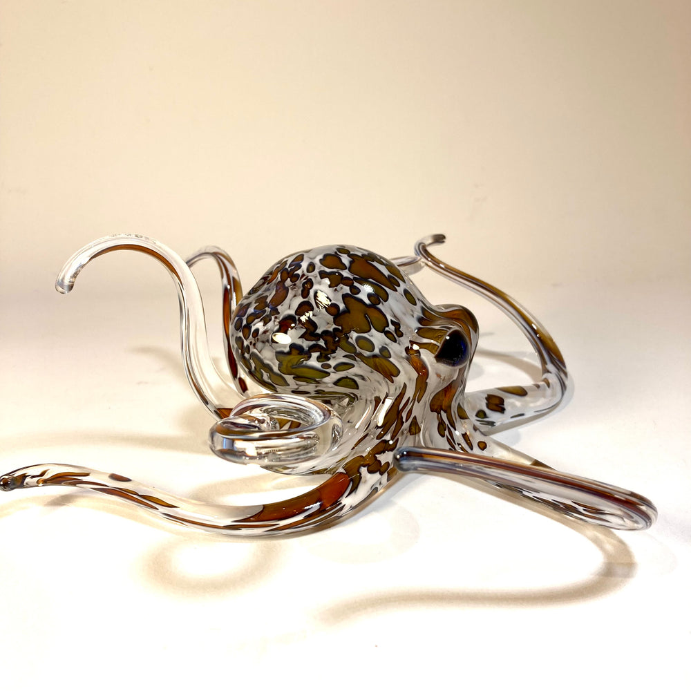 Opaline Spotted Blown Glass Octopus