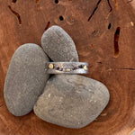 Textured Oxidized Sterling Silver and 18K Gold River Pebbles with Black Diamonds Stream Ring