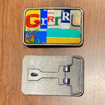 Grrrl Upcycled License Plate Belt Buckle