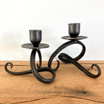 Wrought Iron Curvy Taper Holder Pair