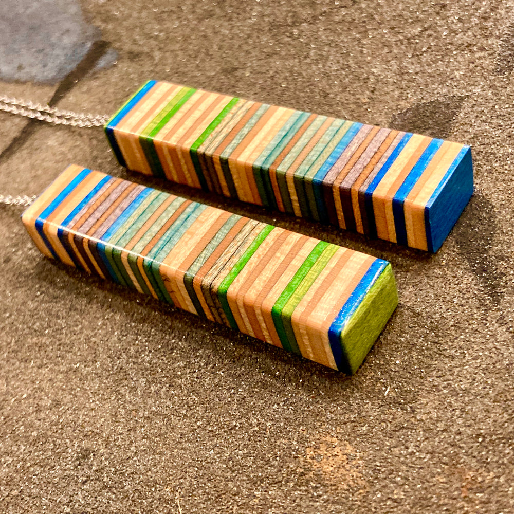 Upcycled Wood Skateboard Column Necklaces