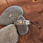 18K Gold River Pebbles Textured Oxidized Sterling Silver Stream Ring