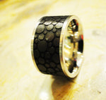 Stainless Steel "Bubbles" Carbon Fiber Enamel Ring